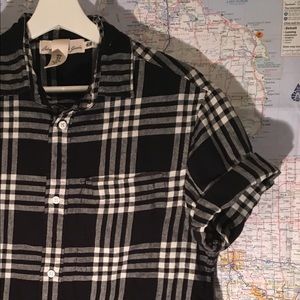 Flannel shirt short sleeve b/w